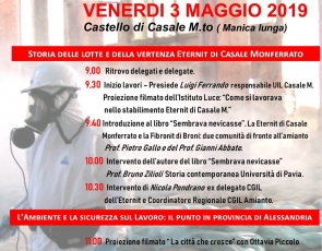 Domani giornata seminariale in occasione della Giornata Mondiale Vittime dell'Amianto 2019 a Casale Monferrato